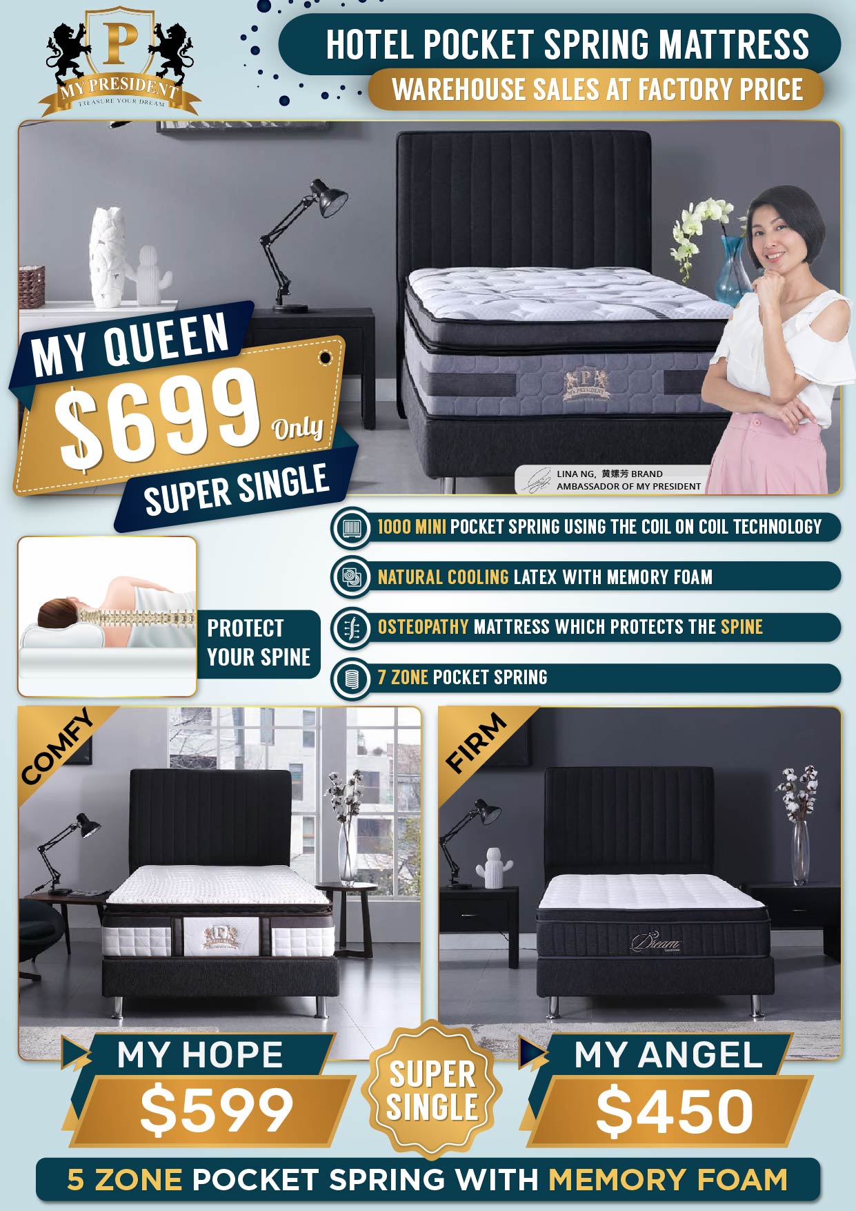 Hotel Pocket Spring Mattress Warehouse Sales at Factory Price