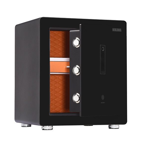 Nikawa Glossy Black Premium Safe with Leather Interior