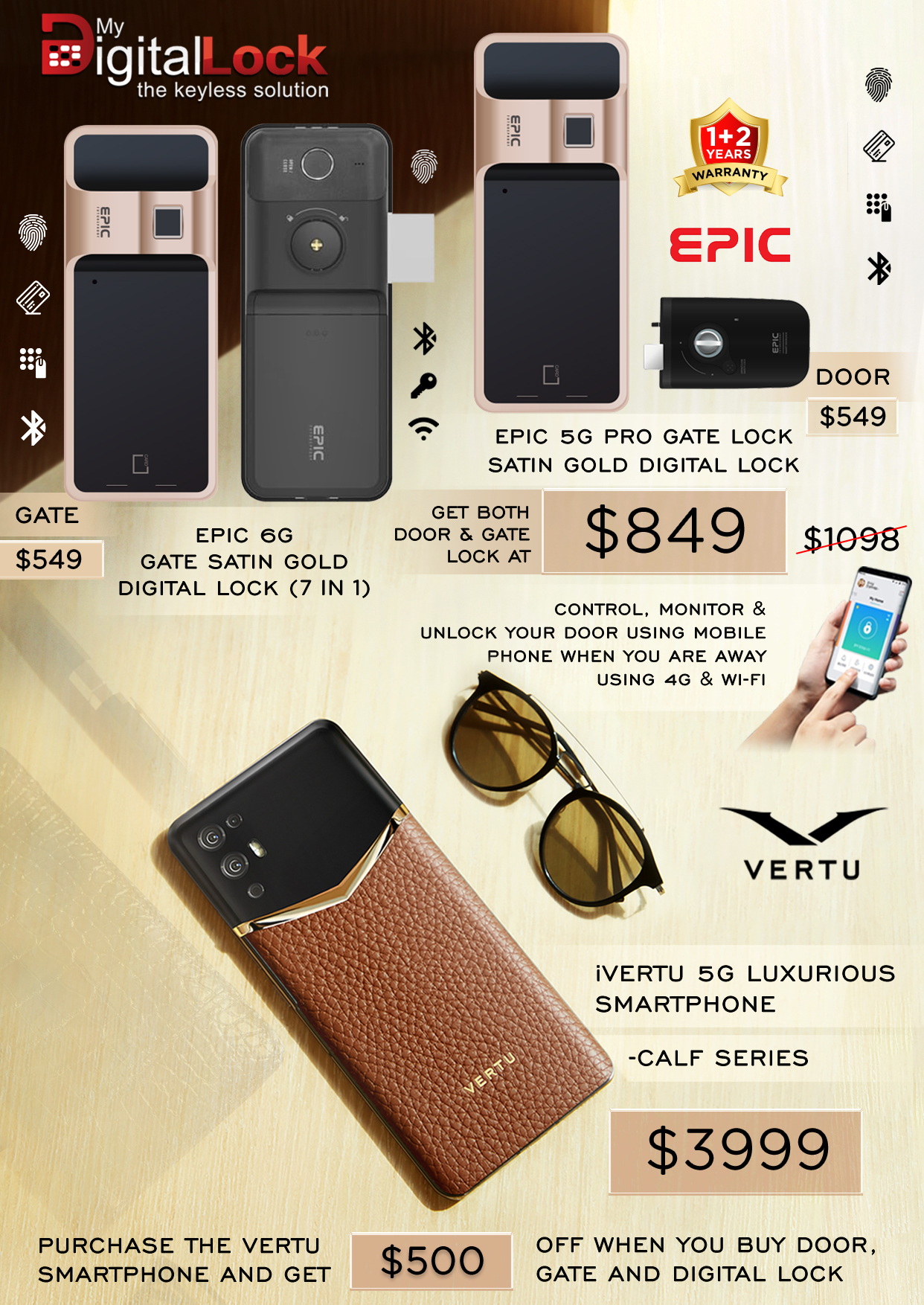 Best Selling Rim Digital Lock and iVertu 5G Phone (Calf Series)