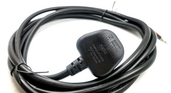 Pre-Wired 3 Meter Power Cord with British Plug