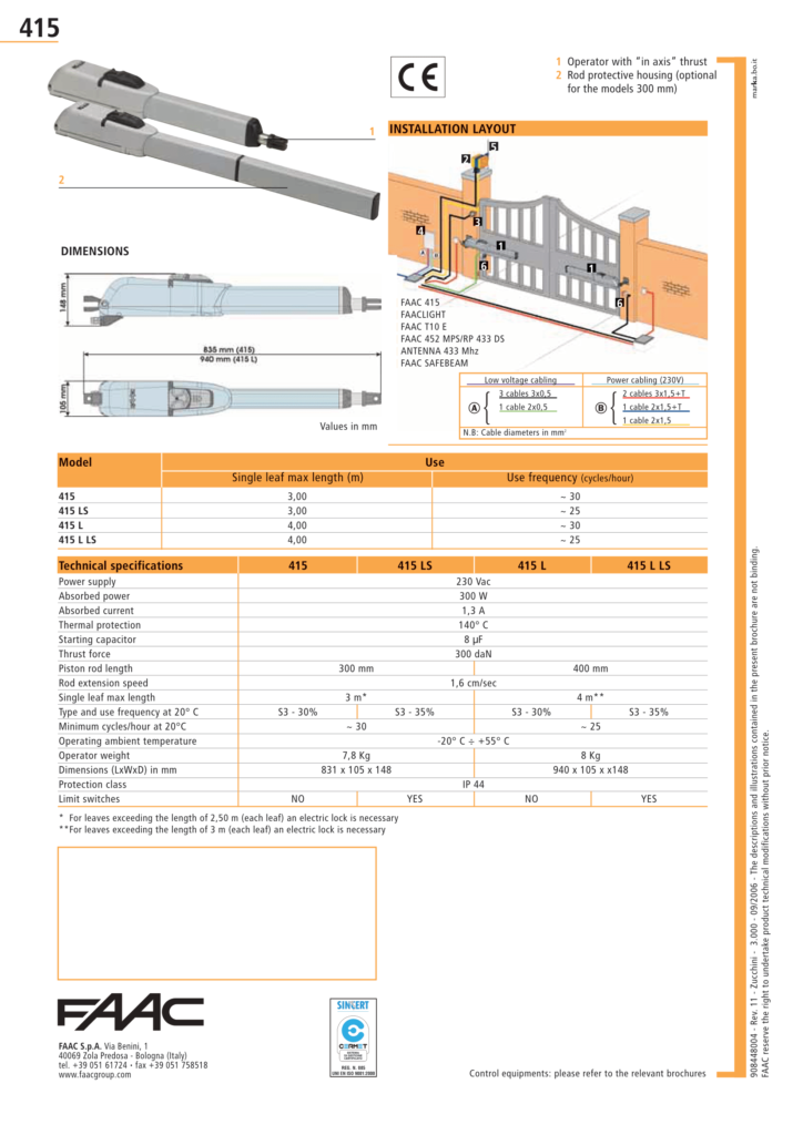 FAAC 415 Catalogue