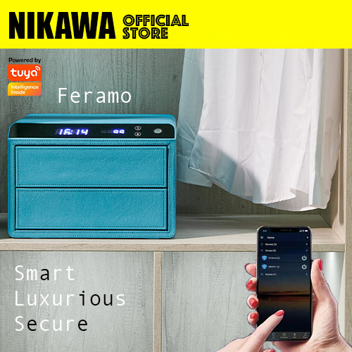 NIKAWA Feramo Leather Smart Safe box- Sky Blue