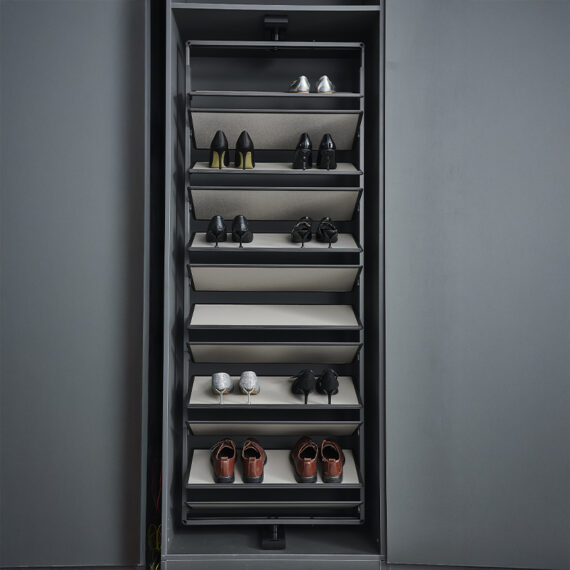 MDL - Lusano Rotating Leather Shoe Rack Feature