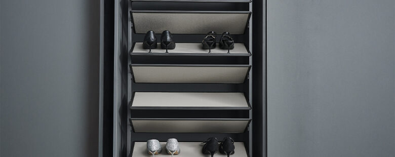 MDL - Lusano Rotating Leather Shoe Rack Feature