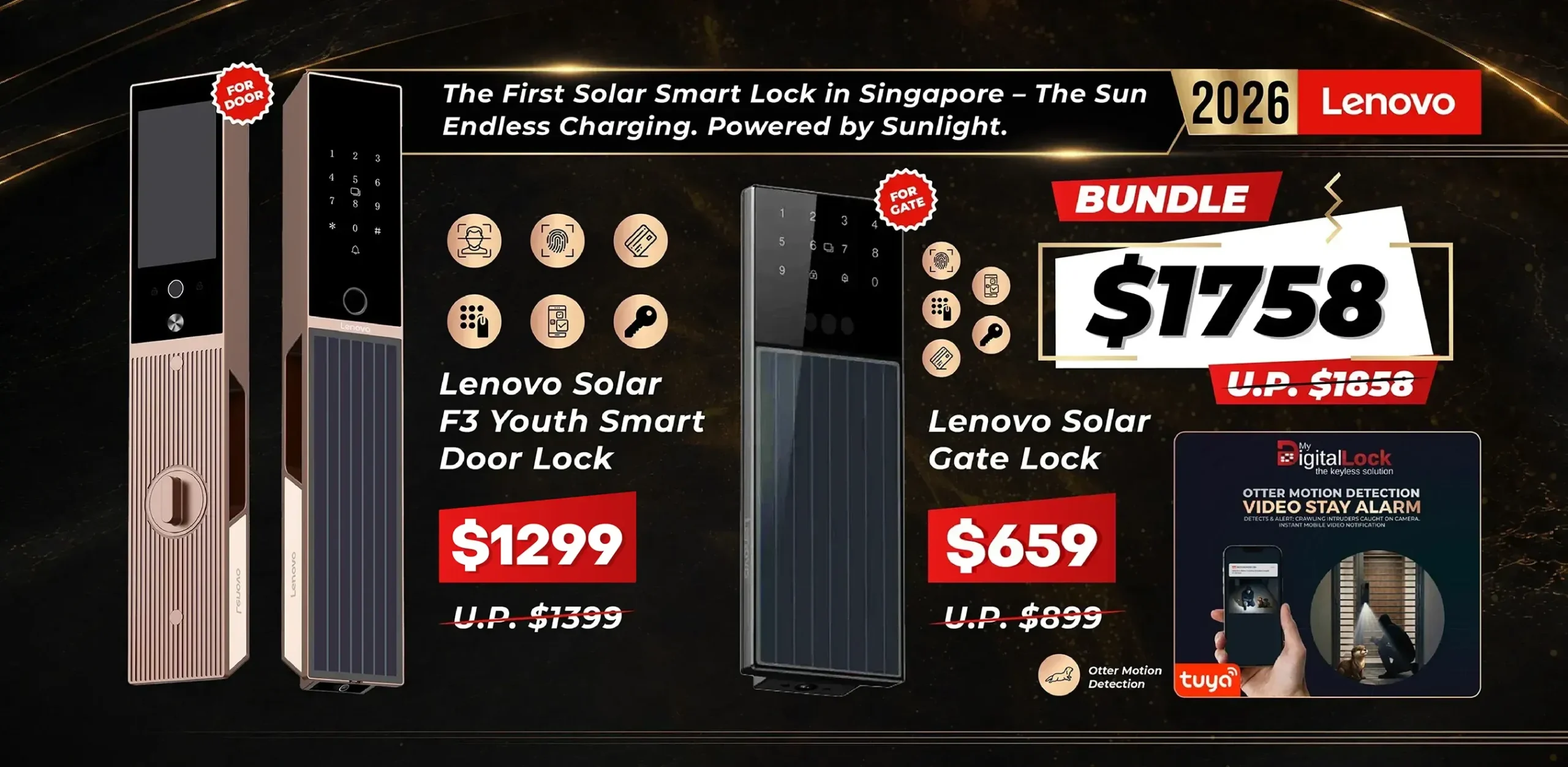 Mydigitallock - Lenovo 2026 Solar Smart Lock Bundle