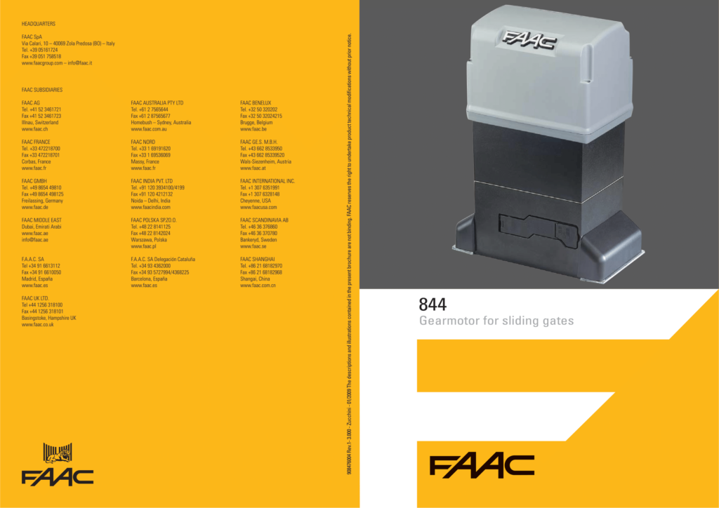My digital lock - FAAC-844-Catalogue My digital lock - FAAC-844-Catalogue