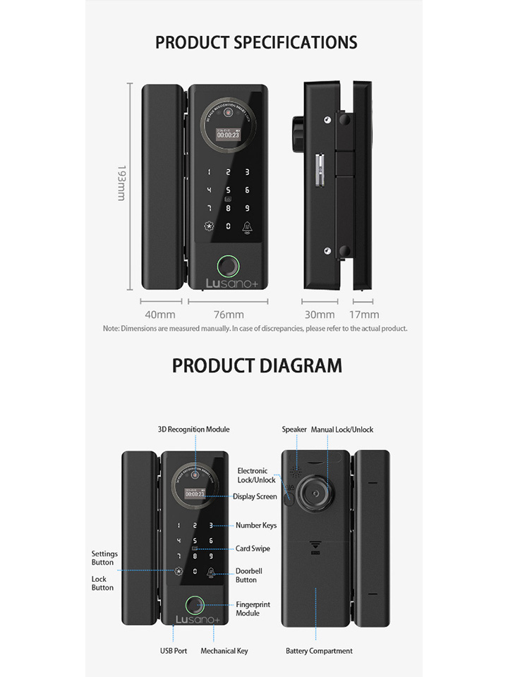 Lusano-Glass-Digital-Lock-Product-Specification Lusano-Glass-Digital-Lock-Product-Specification