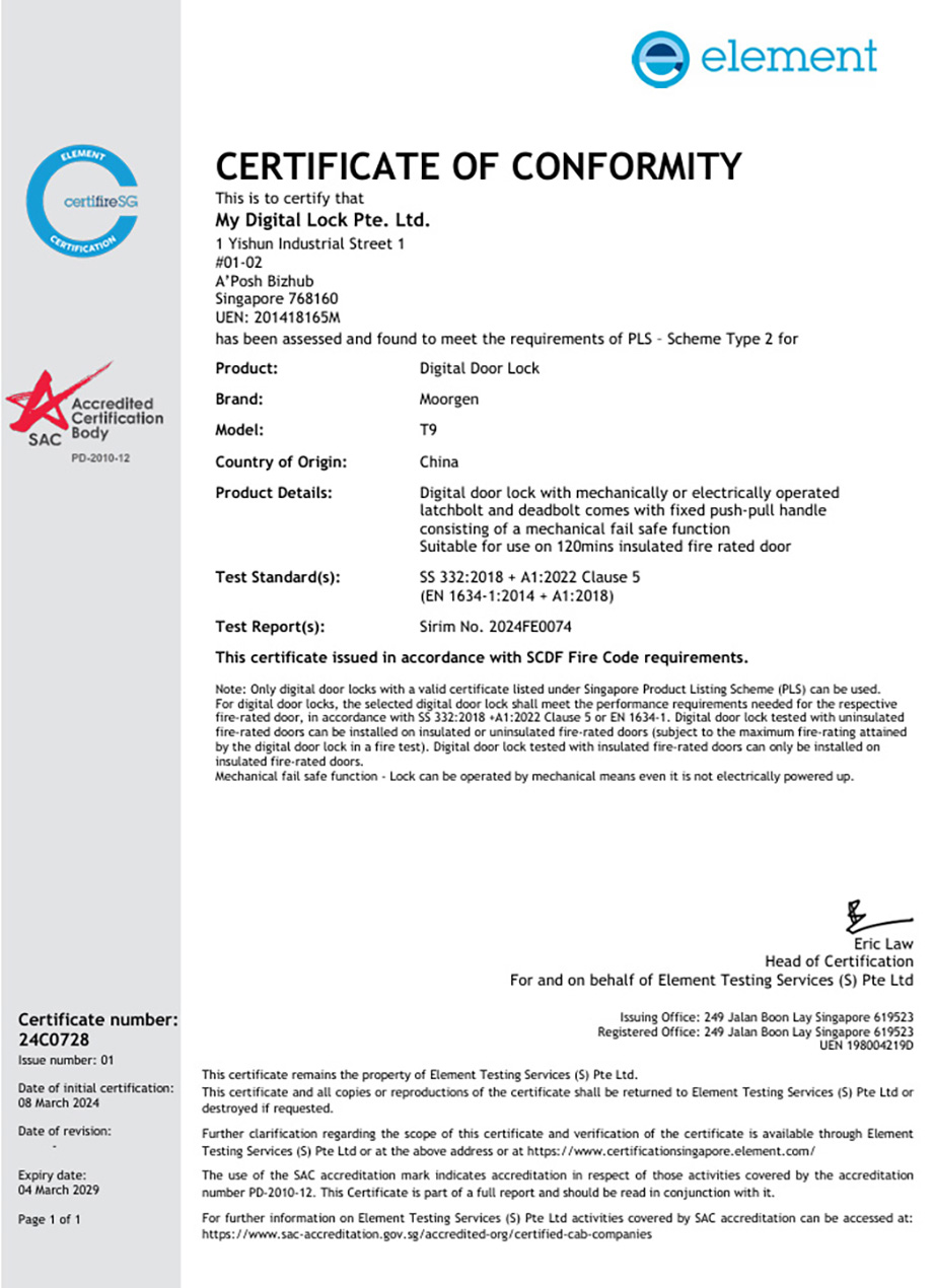 Mydigitallock - Certificate Mydigitallock - Certificate